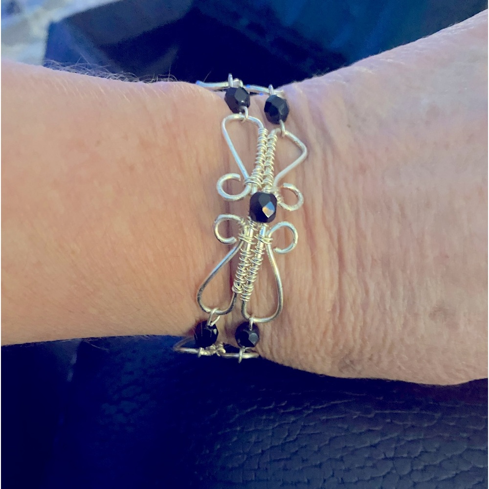 Clearence//Silver wire wrapped bracelet